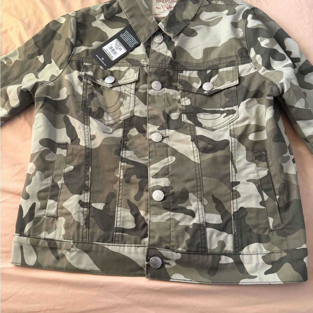 True Religion Green Camouflage Jean Jacket